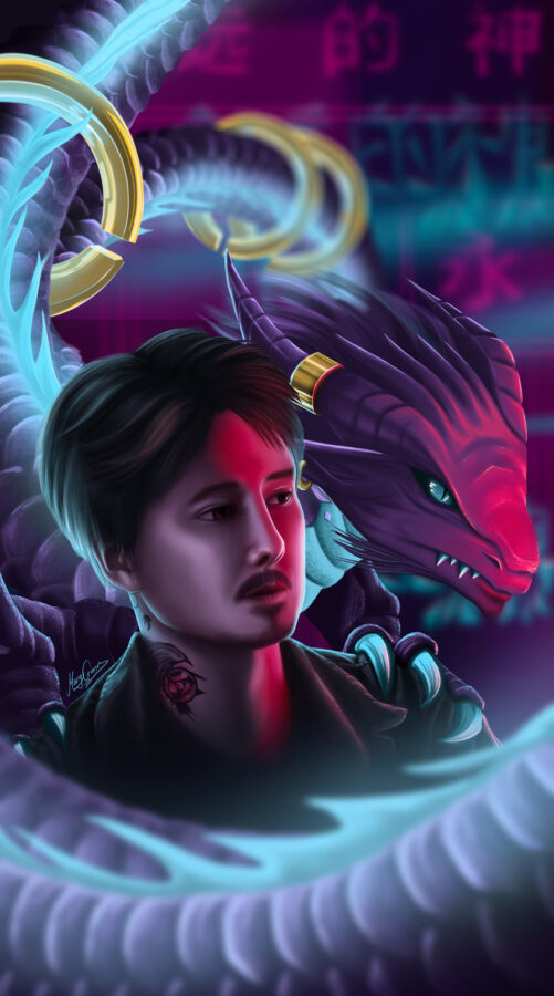 Julien Bam mit Drache - Eternal God Illustration